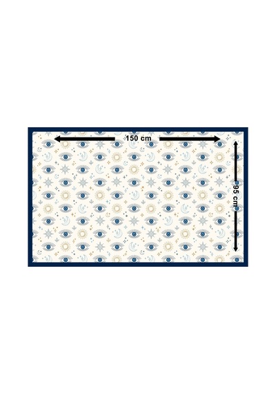Nazzain Göz Desen Nazar Boncuk Desenli Bağlamalı Yırtmaçlı Pareo Plaj Eteği Bikini Üstü Plaj Giyim Yazlık Beachwear 150x95 Cm Çok Renkli