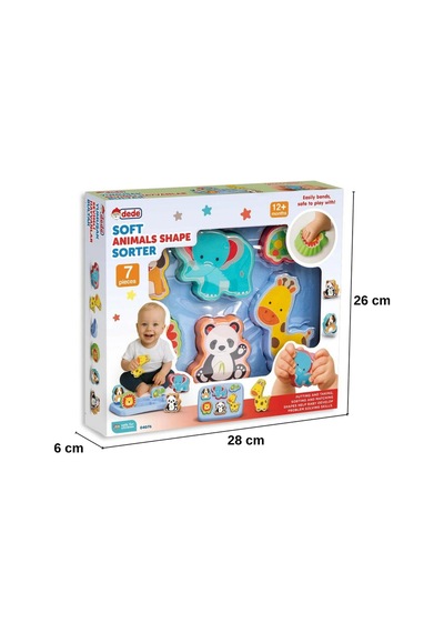 7 Parça Yumuşak Hayvan Şekilli Bul-tak Eğitici Bebek Oyuncağı 12+ Ay