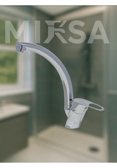 Mix Kuğu Mutfak Eviye Bataryası Çeşmesi Musluğu Çift Su Girişli Krom