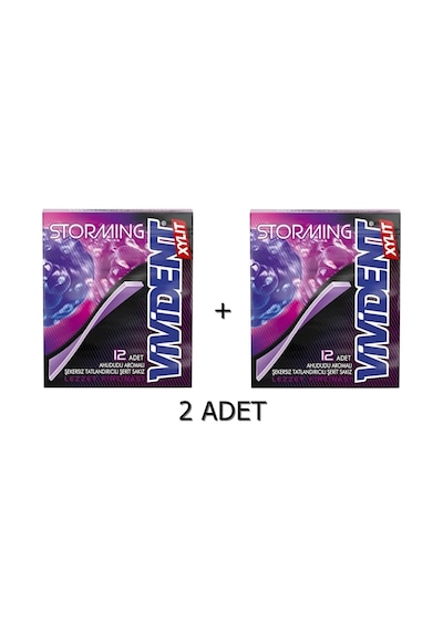 Vivident Storming Ahududu Aromalı Şekersiz Tatlandırıcılı Şerit Sakız 2 x 33 G