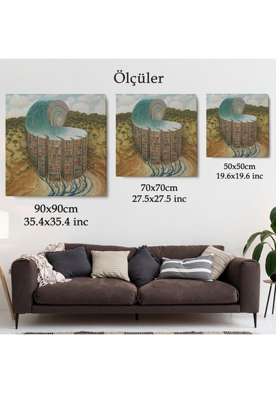 Gerçeküstü Bir Kütüphane Posteri, Çalışma Odası Hediyesi Kanvas Tablo-5330
