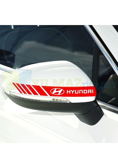 Hyundai Logo Yan Dikiz Ayna Kapağı Şerit Oto Sticker Etiket 3Çift 20 X 2 Cm