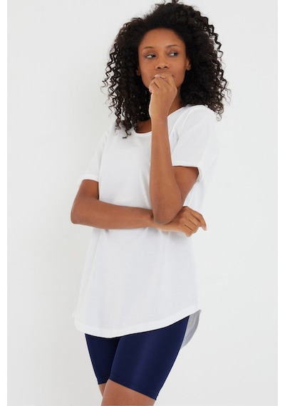 Beyaz 2 Li Paket Regular/normal Kesim Pis Yaka Kısa Kollu İç Göstermeyen Kadın T-shirt Beyaz-beyaz