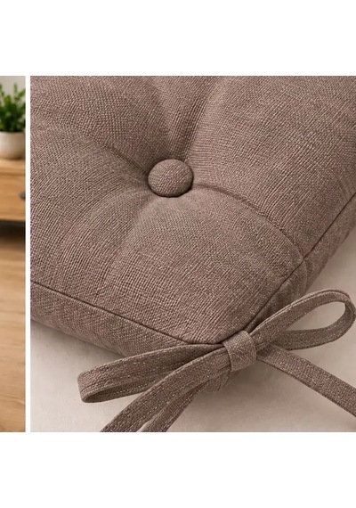 Bağcıklı Sandalye Minderi 40 40 4 Cm Kahve Çok Renkli