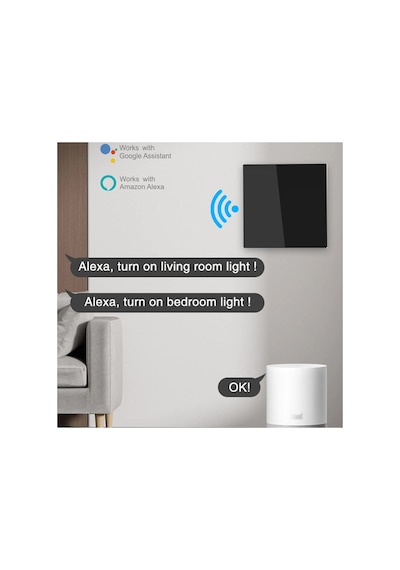 Tuya Smart Life Wifi Akıllı Lamba Siyah/beyaz Cam Duvar Dokunmatik Akıllı Anahtar Beyaz 2 Tuş