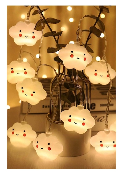 Asonplus Led Işıklı Gülen 10 Lu Bulut Dizeleri 2 Metre Şirin Loş Gün Işığı
