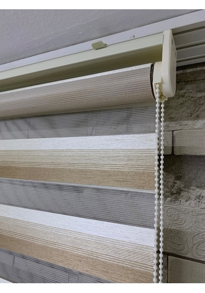 Krem Kahve Geçişli Zebra Perde Tüm Ölçülerde