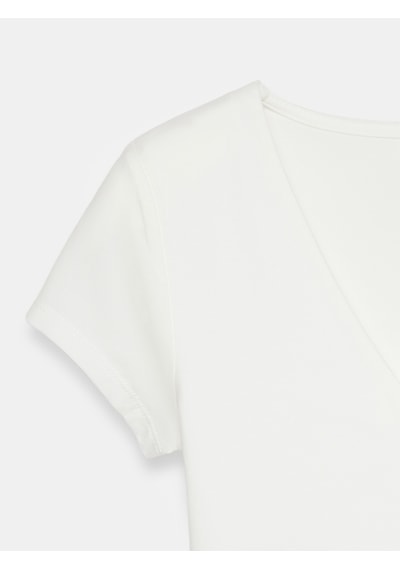 Dilvin 32840 V Yaka Basic T-shirt-ekru