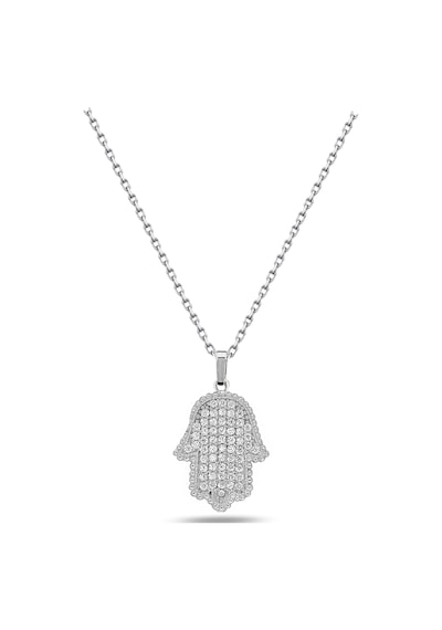 Brezza Lusso Jewelry Timeless Series Zirkon Taşlı Gümüş Koruyucu El Kolyesi Gümüş