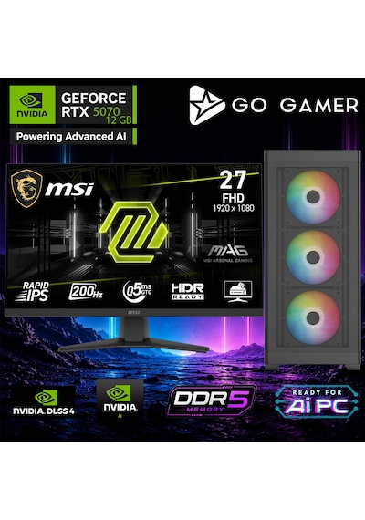 Go Gamer AE416D R7-7700 32 GB 1 TB SSD RTX5070 12 GB 27" Free Dos Oem Paket Masaüstü Oyuncu Bilgisayarı