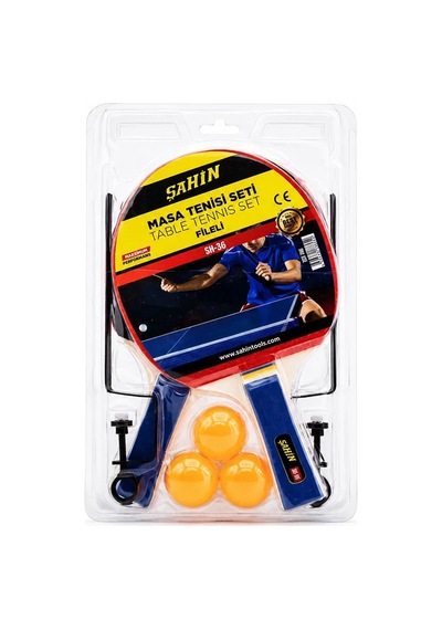 Ers- Masa Tenisi Fileli Pinpon Raket Seti 2pcs Raket - 3pcs Top - 1pcs File - Ayak Çok Renkli