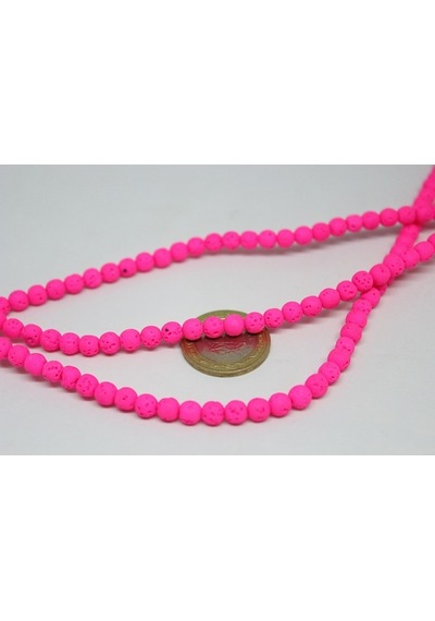Lav Taşı Fosforlu Pembe Renkli Yarım Dizi 6 MM 18 CM Beyaz