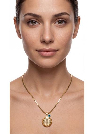 Solis Medallion Kolye Krem