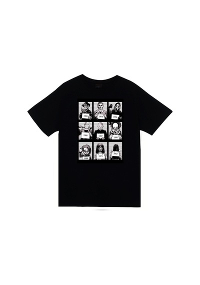 Stoned&Fame Freddy,michael,çığlık,jason,hellraiser,pennywise,chucky,samara Baskılı Unisex %100 Pamuk T-shirt SIYAH