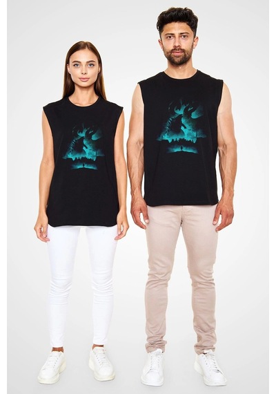 Startmore Adrift Ko Buta Unisex Godzilla Iı Canavarlar Kralı Baskılı Siyah Kolsuz T-shirt Kk19514 Siyah