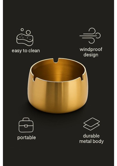 Gold Metal Küllük, Modern Tasarım Lüks Kül Tablası, Şık Ve Zarif Dekoratif Masaüstü Küllük, Ev Ve Ofis İçin İdeal Altın Rengi Kül Tepsisi, Kolay Temizlenir Metal Kül Kabı