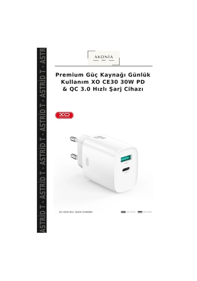 Premium Güç Kaynağı Günlük Kullanım Xo Ce30 30w Pd & Qc 3.0 Hızlı Şarj Cihazı