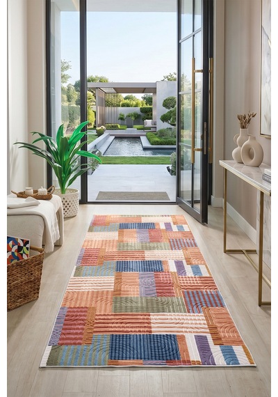 Raschel Carpet Premium Bohem Yıkanabilir Leke Tutmaz Modern Multi Çok Renkli Özel Seri Kaymaz Taban Yolluk Rcmultı Yllk 002 Çok Renkli