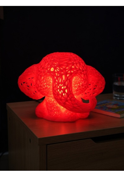Sevimli Fil Çocuk Odası Gece Lambası 3d Tasarım Led Işıklı Masaüstü Mesh Dekor Hediyelik Kırmızı