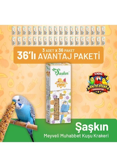 Meyveli Muhabbet Kuşu Krakeri 3'lü - 36 Adet