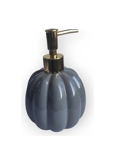 Pumpkin Gri Porselen Sıvı Sabunluk Balkabağı Gold Pompa Sabunluk Gri