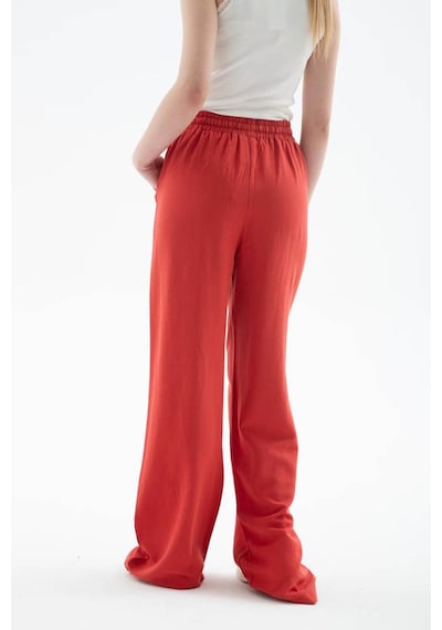 Fashion Friends Yüksel Bel Geniş Paça Kiremit Kadın Pantolon 25y0608k1 Kiremit
