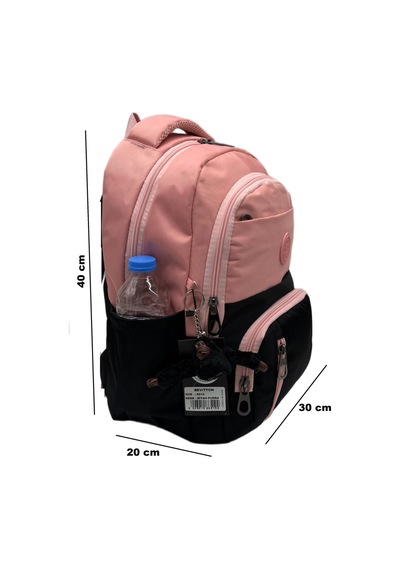 İlk Okul Çantası 3'lü Seti Unisex Çocuk İlkokul Çantası Gry-8010 Pudra-siyah Pembe