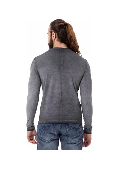 Cipo & Baxx Erkek Uzun Kollu Vintage Baskılı Sweatshirt Cl512 Gri