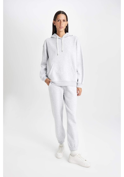 DeFacto Relax Fit Kapüşonlu Kanguru Cepli Kalın Basic Düz Sweatshirt W1240AZ24WNGR93 Gri DeFacto Relax Fit Kapüşonlu Kanguru Cepli Kalın Basic Düz Sweatshirt W1240AZ24WNGR93 Gri