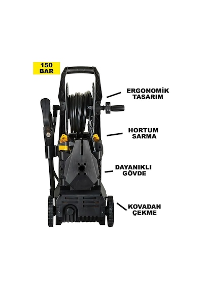 Prohummer Ph271 Elektrikli 150 Bar Musluk Ve Kovadan Su Çekme Yüksek Basınçlı Bahçe, Oto Yıkama, Araç Yıkama Makinesi Sarı