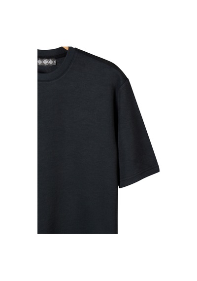 Antrasit Oversize Bisiklet Yaka T-shirt Koyu Gri