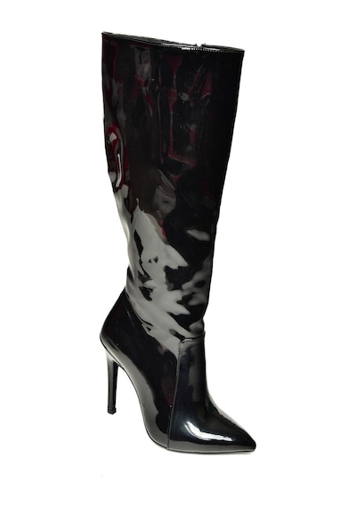 Fox Shoes N372530108 Siyah Rugan İnce Topuklu Sivri Burun Kadın Çizme Siyah-rugan Siyah