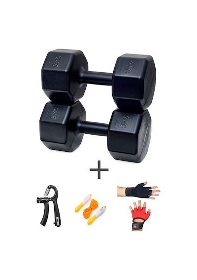 Ps Spor 9 Kg Dambıl Set 9kg 2 Adet Dambıl +body Eldiven Sayaçlı Ayarlanabilir El Yayı Ve Atlama İpi