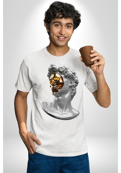 Modern Sanat Apollo Unisex Unisex Beyaz Organik Baskılı T-shirt Penye Yüksek Kalite Beyaz