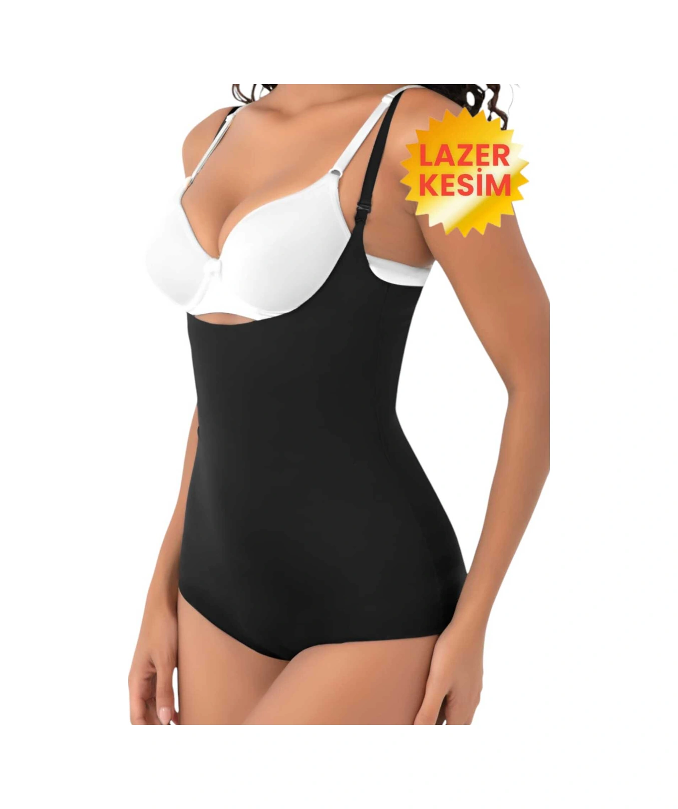 Tezzgelsin Kadın Lazer Kesim Ve Toparlayıcı Göğüs Altı Askılı Body Korse 3'lü Set Siyah