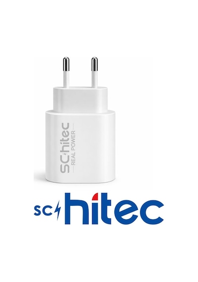 Schitec 20w Type-c Çıkışlı Hızlı Şarj Aleti Type-c To Lightning Kablolu Set Beyaz Sc001 1 Metre