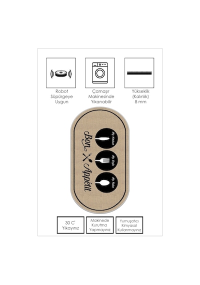 West Home Makinede Yıkanabilir Kaymaz Taban Leke Tutmaz Modern Bej Oval Mutfak Halısı Ve Mutfak Yolluk Wh 583 Beige Oval