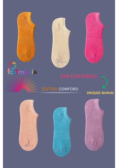 Footmania 6 '' Çift Kadın Çok Renkli Sneakers Çorap Seti Yüksek Pamuk Footmania 6 '' Çift Kadın Çok Renkli Sneakers Çorap Seti Yüksek Pamuk