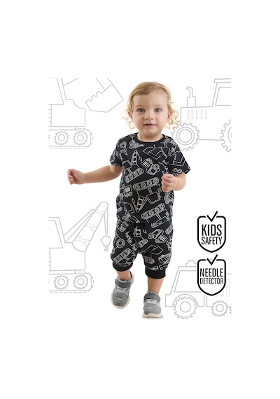 Araba Erkek Bebek Siyah Yazlık T-Shirt Kapri Şort Takım