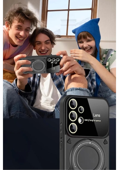 Newface Samsung Galaxy S25 Ultra Kılıf Joy Lens Standlı Kapak - Lacivert