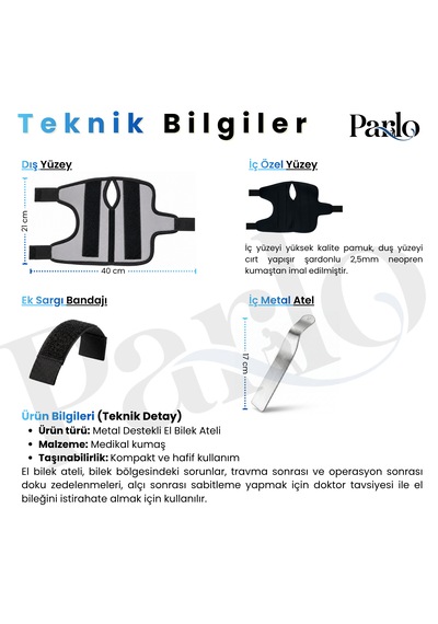Metal Destekli El Bilek Ateli Ayarlanabilir Çift Yönlü Ortopedik Bilek Desteği
