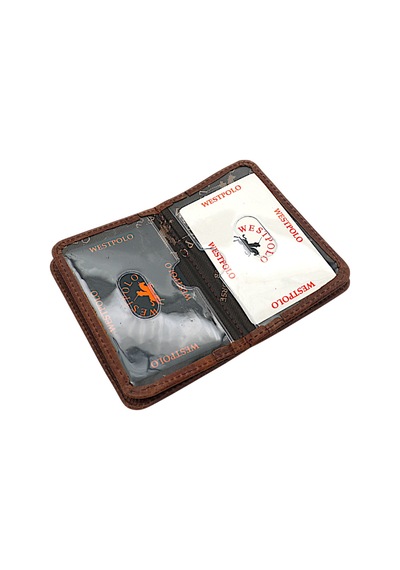 Westpolo Hakiki Eskitme Deri Bol Kart Bölmeli Unisex Kartlık - Tiguan Kahverengi