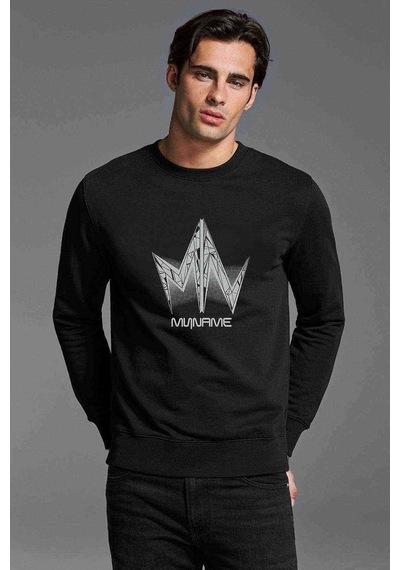 Myname Baskılı Siyah Erkek Örme Sweatshirt