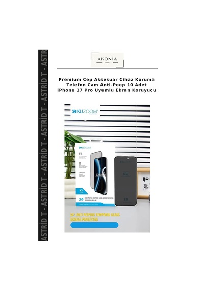 Premium Cep Aksesuar Cihaz Koruma Telefon Cam Anti-peep 10 Adet İphone 17 Pro Uyumlu Ekran Koruyucu