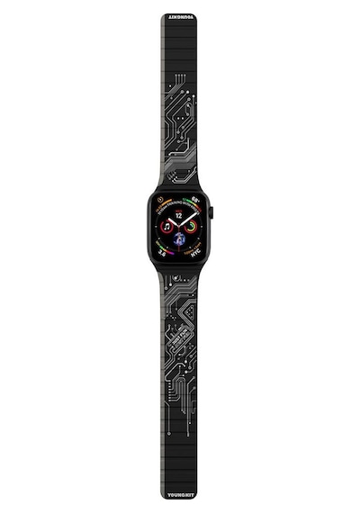Watch 42mm Uyumlu Kordon Youngkit Technology Magnetik Tak Çıkar Silikon Strap Kayış Siyah