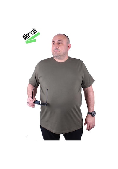 Starbattal Erkek Büyük Beden Likralı Basic Sıfır Yaka Tişört 11160 Hakı-Hakı Çok Renkli
