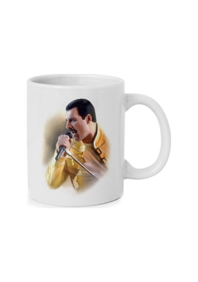 Queen Freddie Mercury Baskılı Kupa Beyaz