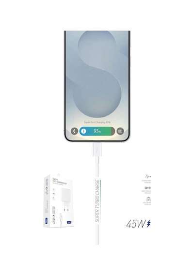 General Mobile Gm 24 Pro İle Uyumlu Pd 45w Süper Hızlı Şarj Adaptörü + 1 Metre Type-c Kablo Tak Çalıştır