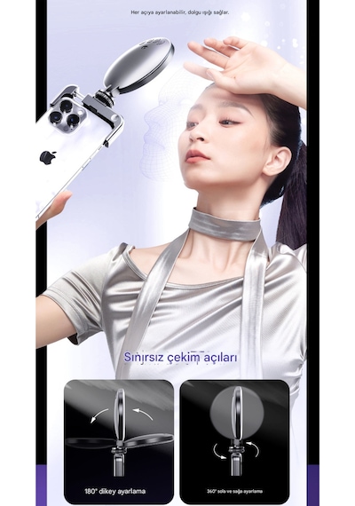 3 Renkli Çekim Işığı Tripod Telefon Kamera Laptop Uyumlu Selfie Işığı Tiktok Video Çekim Işık