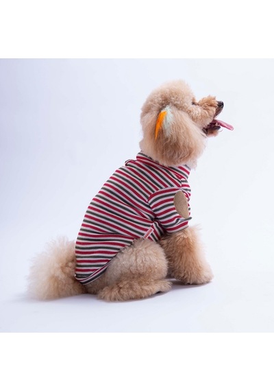Kırmızı Marseille Softline Çizgili Kedi Köpek Sweati Köpek Kıyafeti Kedi Kıyafeti